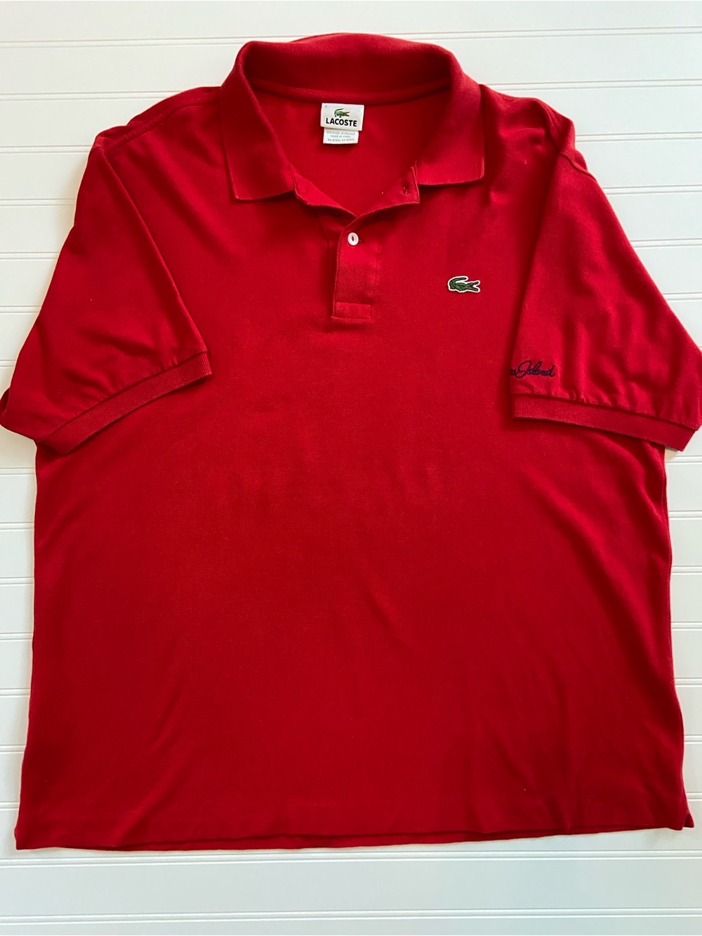 VTG Lacoste Sea Island Resort Polo Shirt Red Men’s Size 6 XL Made In Peru